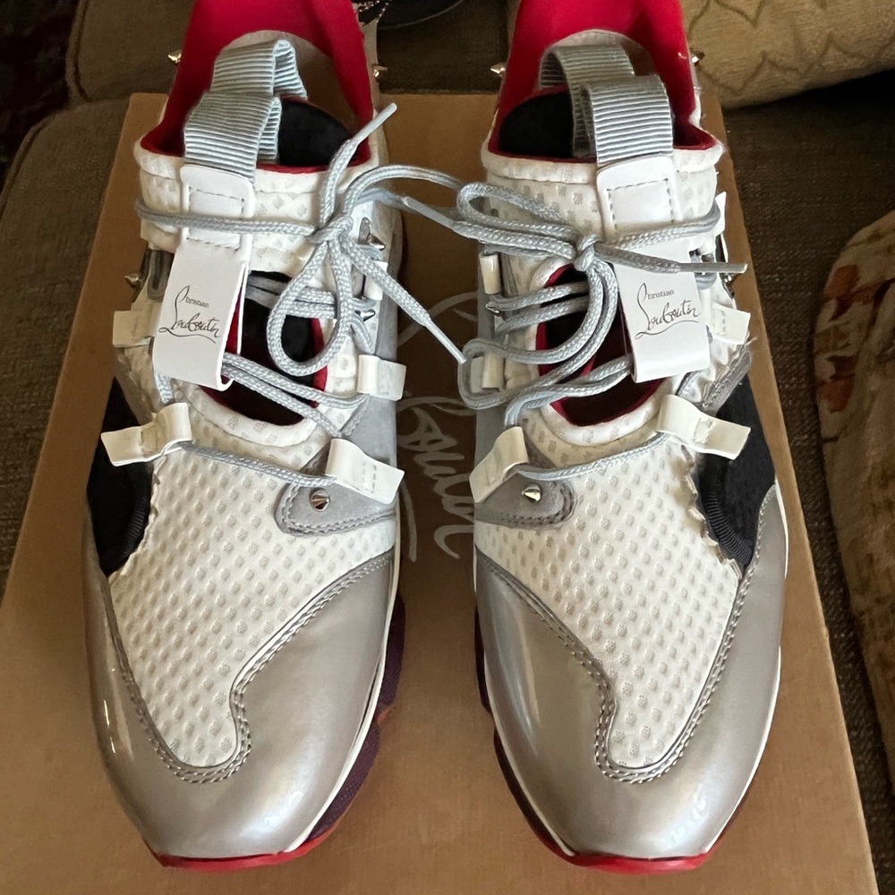 Christian Louboutin Red-Runner Flat Vet Sneakers Size 41.5 EU